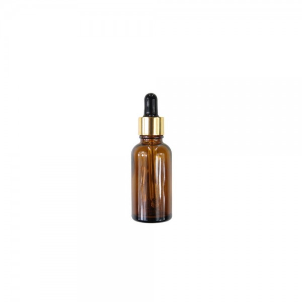 Pipetflesje 10 ml Amber - gouden dop